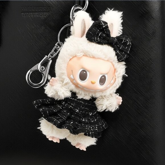 Clothing for Labubu doll Fashion Clothing / Outfit – Black Tweed Dress & Bow Set - Picture 5 of 6